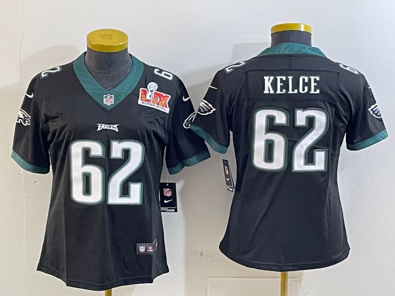 Youth Philadelphia Eagles #62 Kelce Black 2025 Nike Vapor Limited NFL Jersey style 2